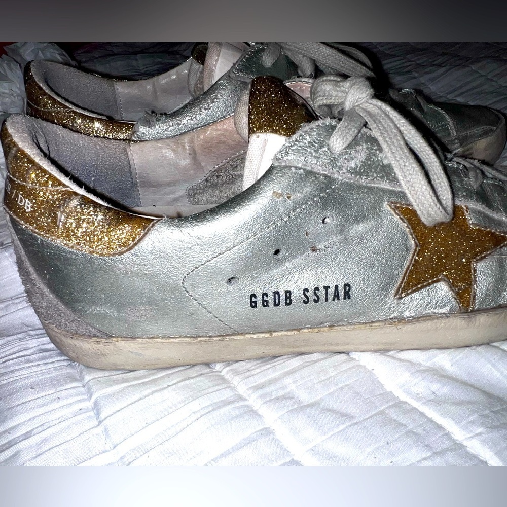 Golden Goose Silver Superstar trainers. Size 41 or 10/11 women’s.